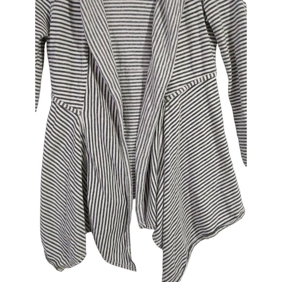 Max Studio Cardigan Womens S Black White Open Front Long Sleeve Hood Cotton - Picture 5 of 9